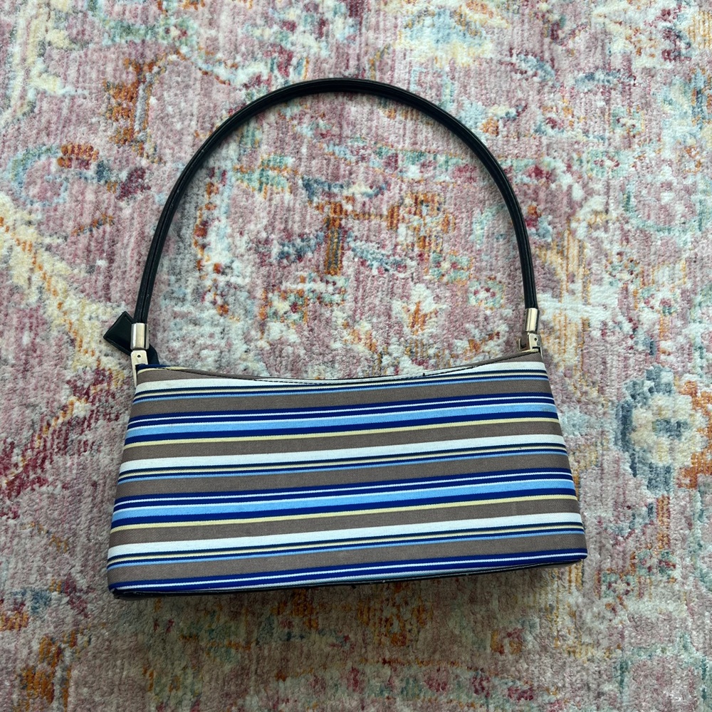 Vintage Striped Blue and Brown Shoulder Bag